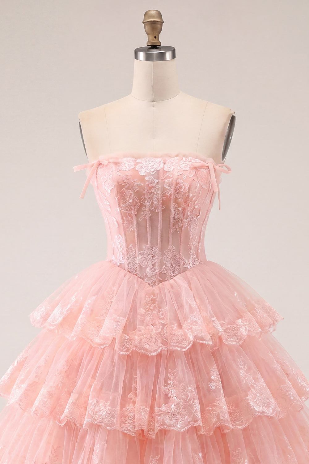 Lilac Floral A Line Strapless Short Corset Homecoming Dress with Ruffles