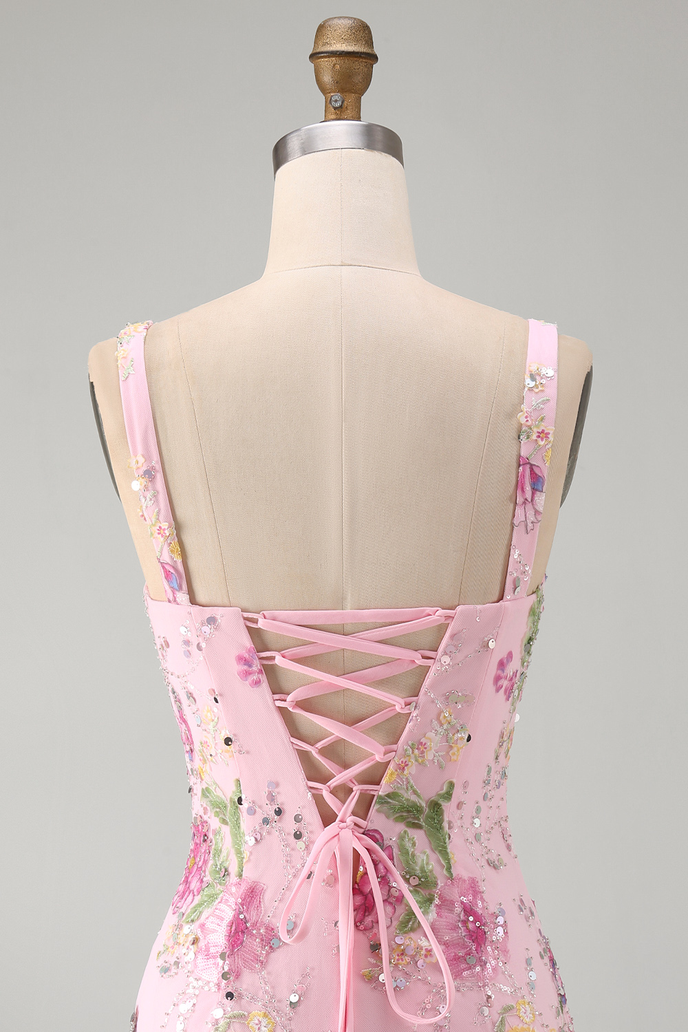 Sparkly Pink Floral Tight Beaded Short Homecoming Dress with Ruffles