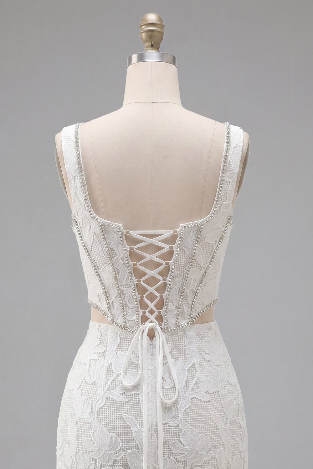 White Floral Square Neck Cut Out Tight Short Corset Homecoming Dress