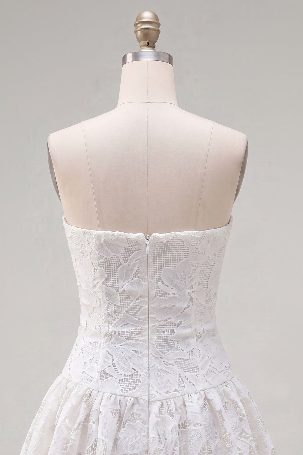 White Floral A Line Strapless Short Homecoming Dress