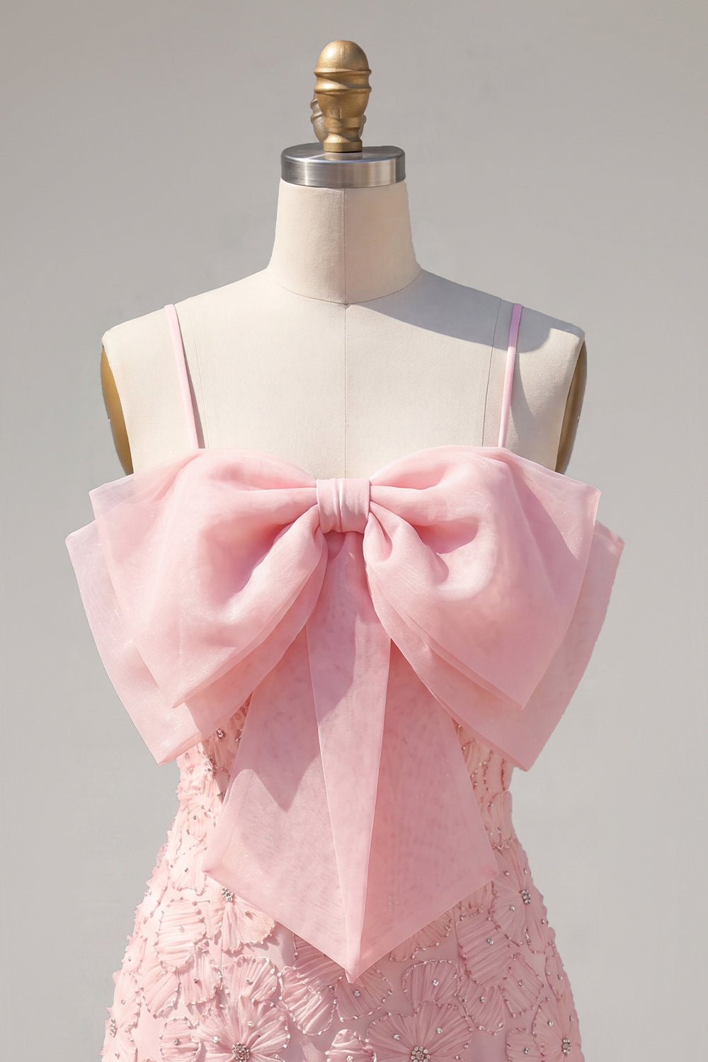 Sparkly Pink Floral Tight Spaghetti Straps Short Homecoming Dress with Pearls