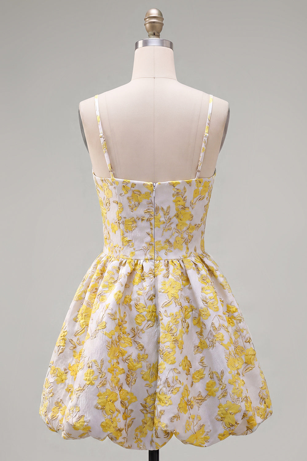 Butter Yellow Floral A Line Short Keyhole Homecoming Dress with 3D Flower