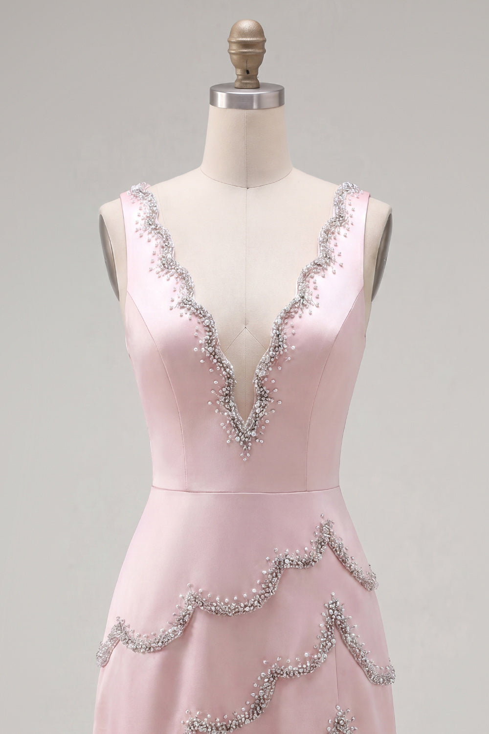 Sparkly Pink A Line V-Neck Short Homecoming Dress with Beading