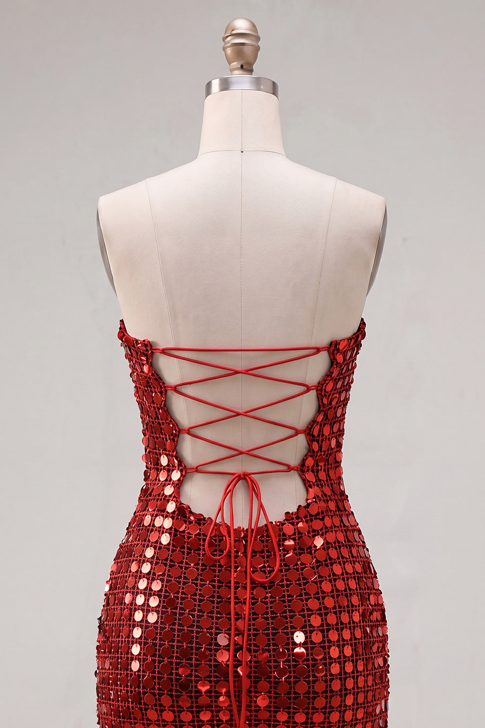 Sparkly Dark Red Beaded Strapless Tight Short Homecoming Dress