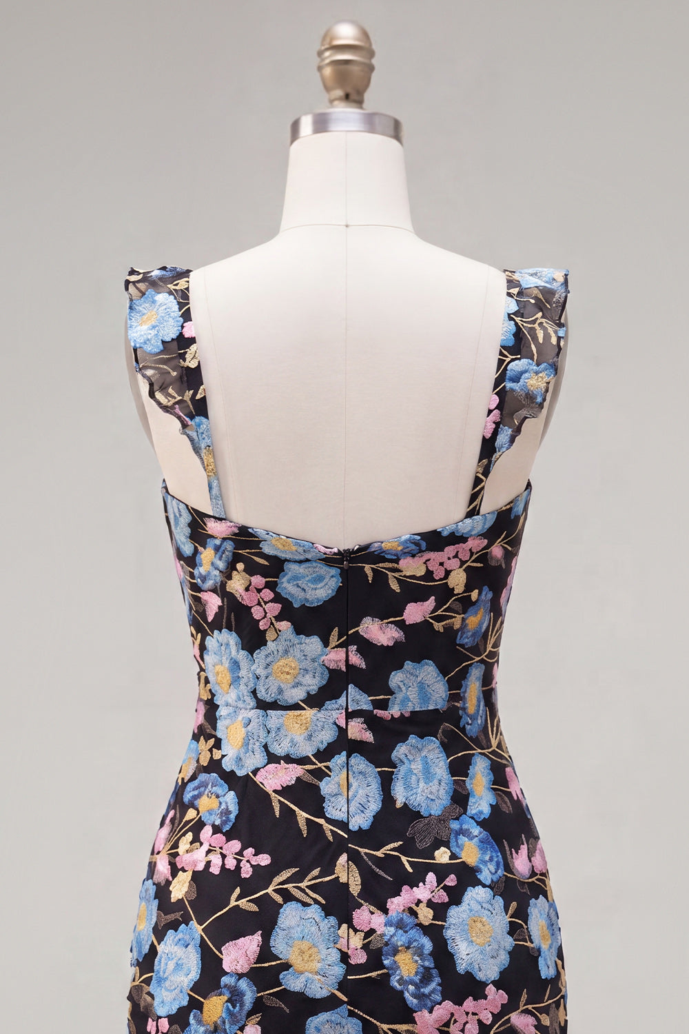 Sparkly Black Floral Tight Beaded Short Homecoming Dress