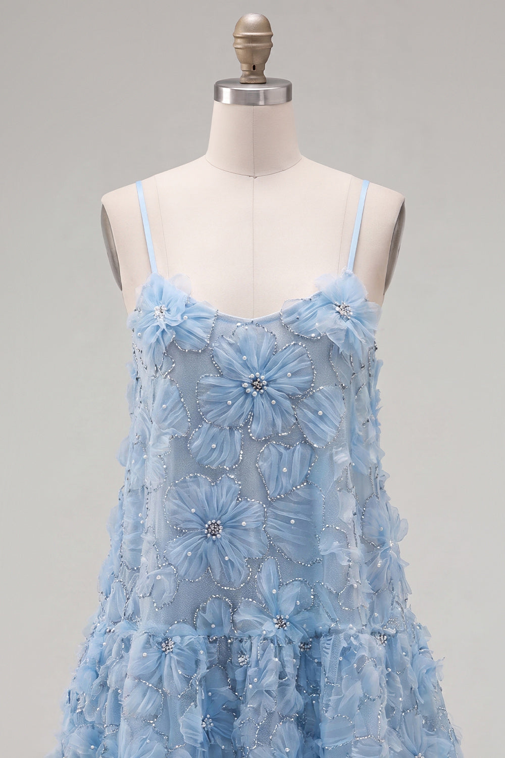 Sparkly Pink Floral Spaghetti Straps A Line Short Beaded Homecoming Dress