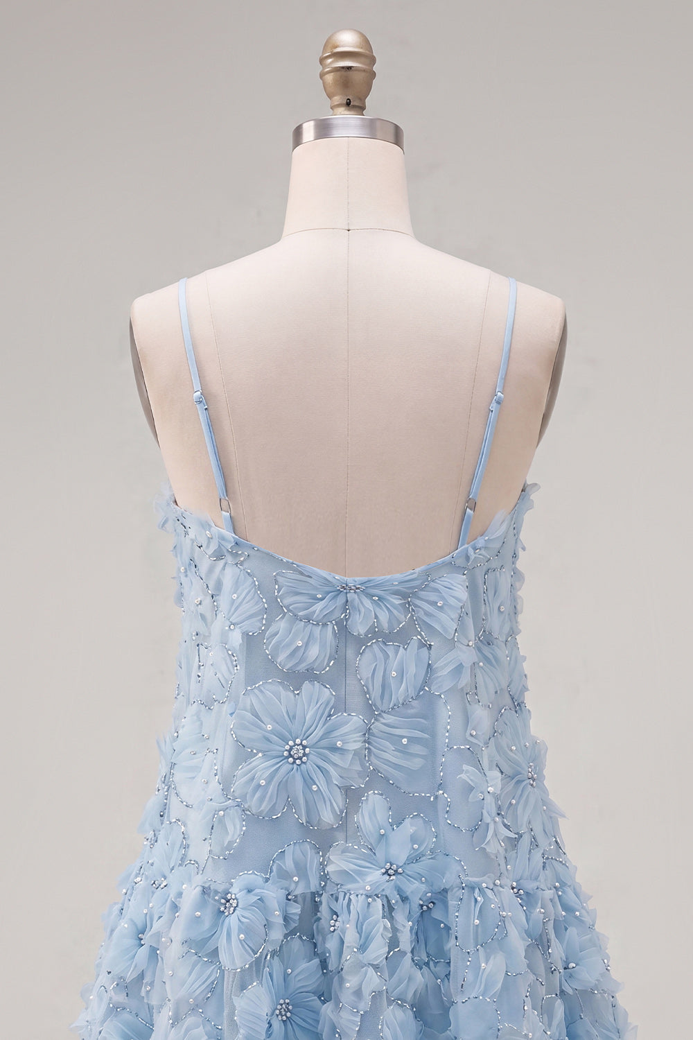 Sparkly Pink Floral Spaghetti Straps A Line Short Beaded Homecoming Dress