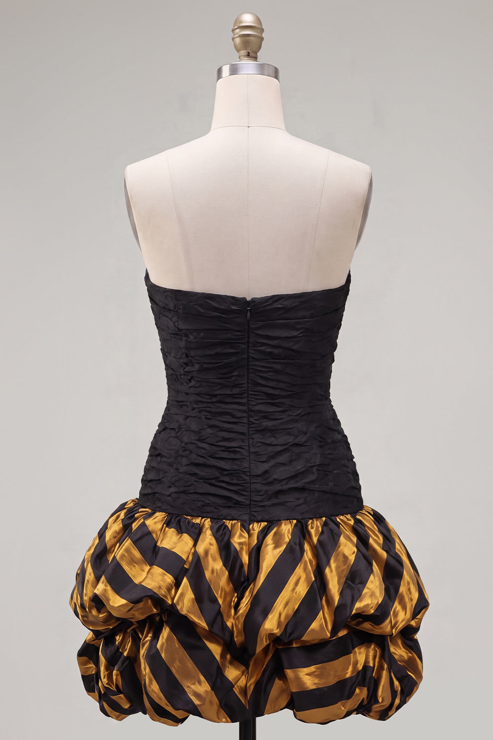 Black Golden Ruched Sweetheart Tight Short 80s Homecoming Dress