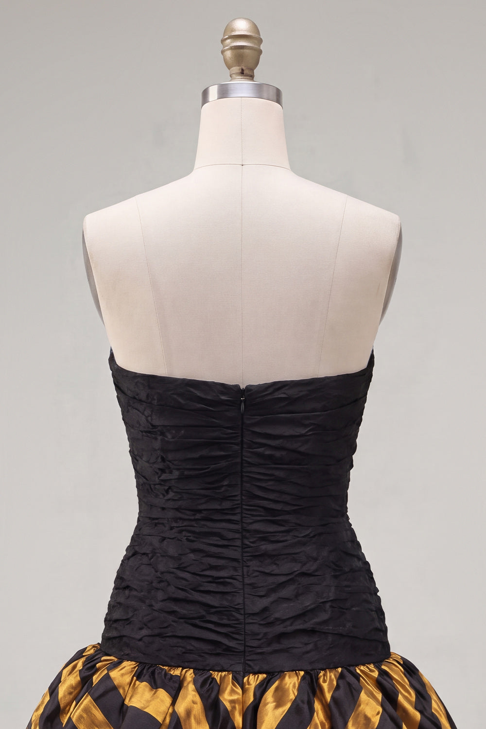 Black Golden Ruched Sweetheart Tight Short 80s Homecoming Dress