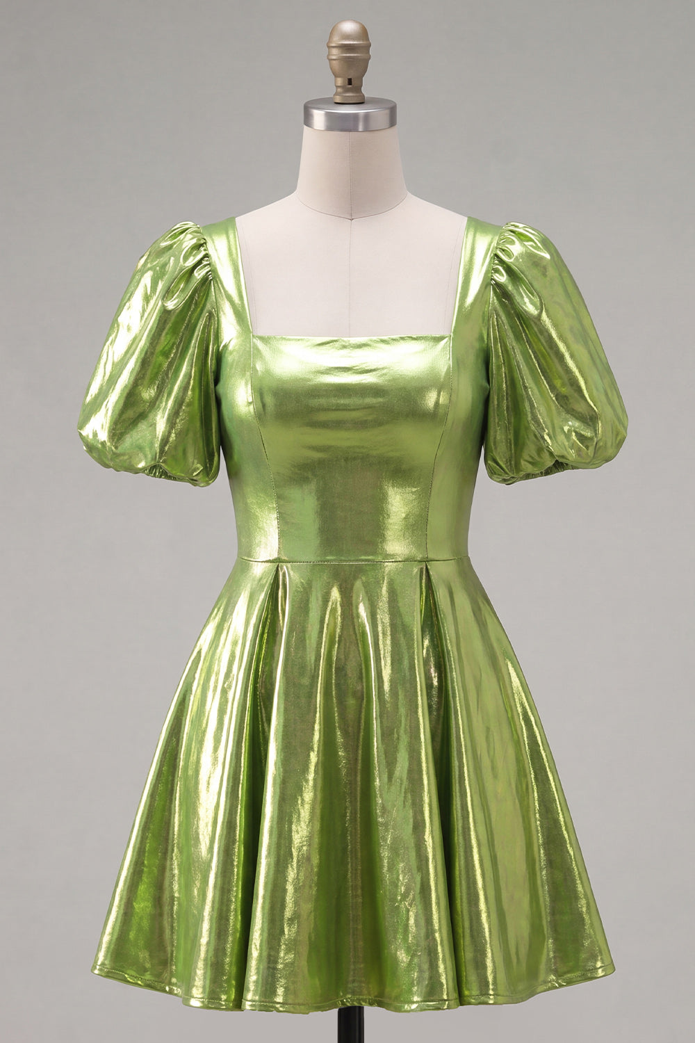 Hot Pink Metallic A-Line Short 80s Homecoming Dress with Sleeves