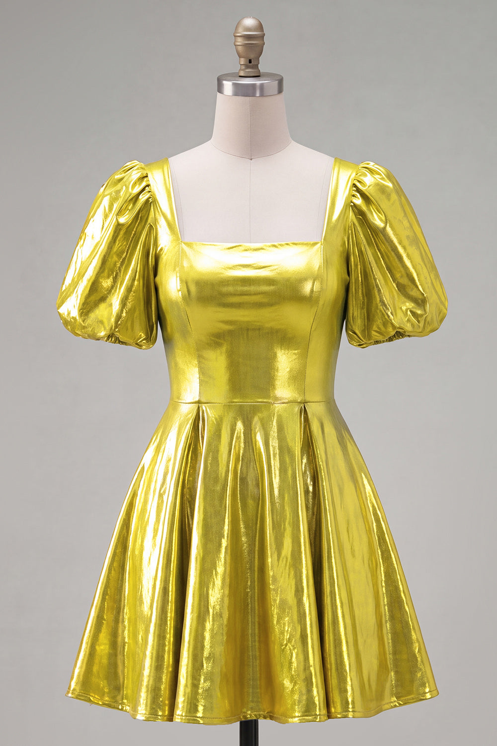 Hot Pink Metallic A-Line Short 80s Homecoming Dress with Sleeves