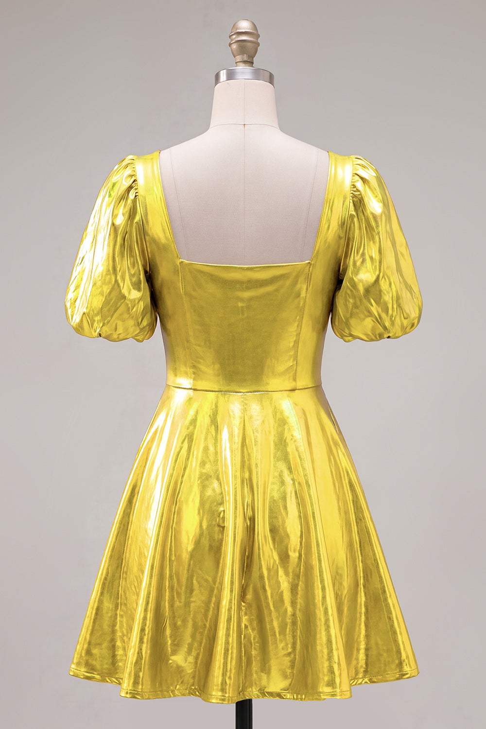 Hot Pink Metallic A-Line Short 80s Homecoming Dress with Sleeves