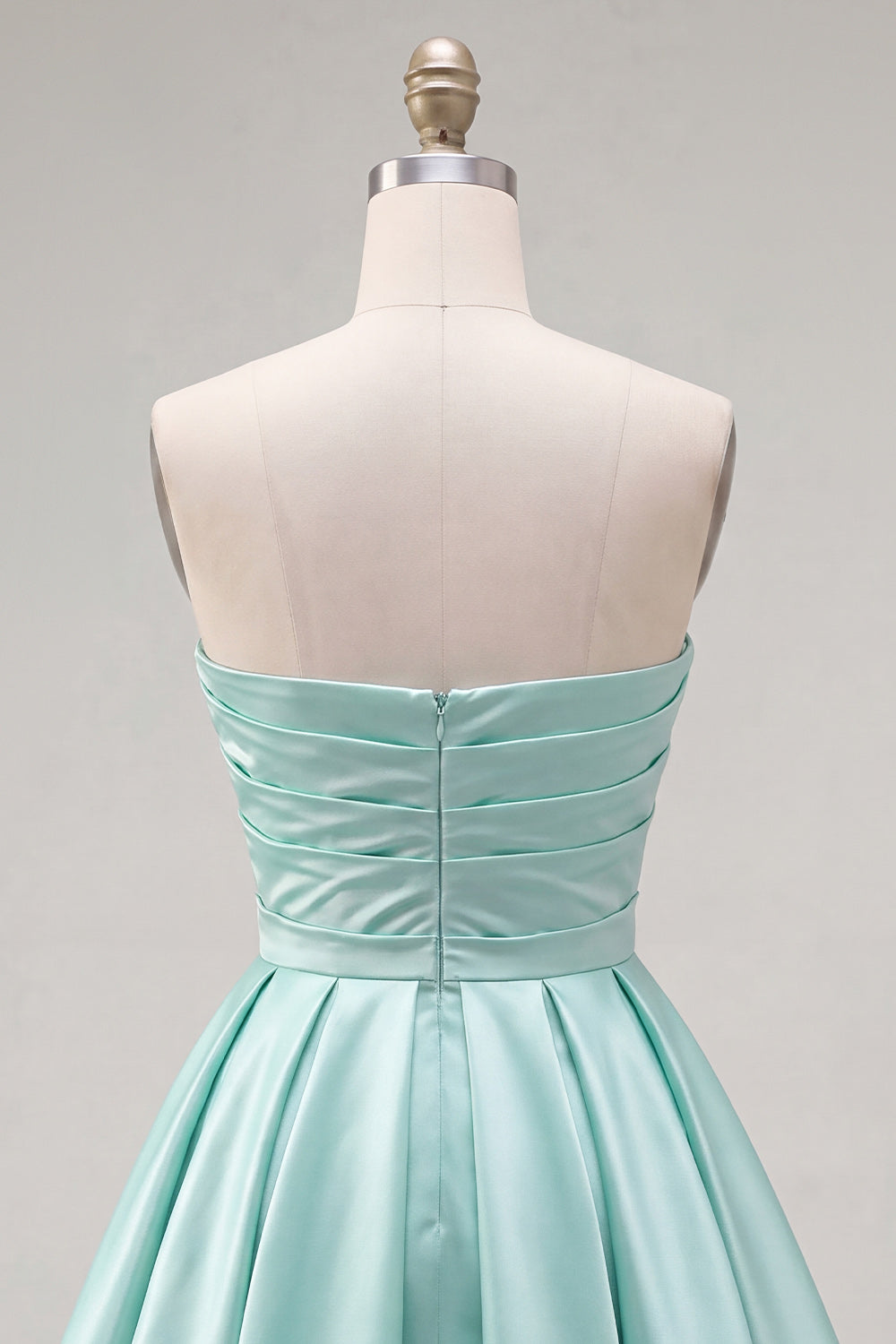 Navy Ruched Strapless A-Line Satin Short 80s Homecoming Dress
