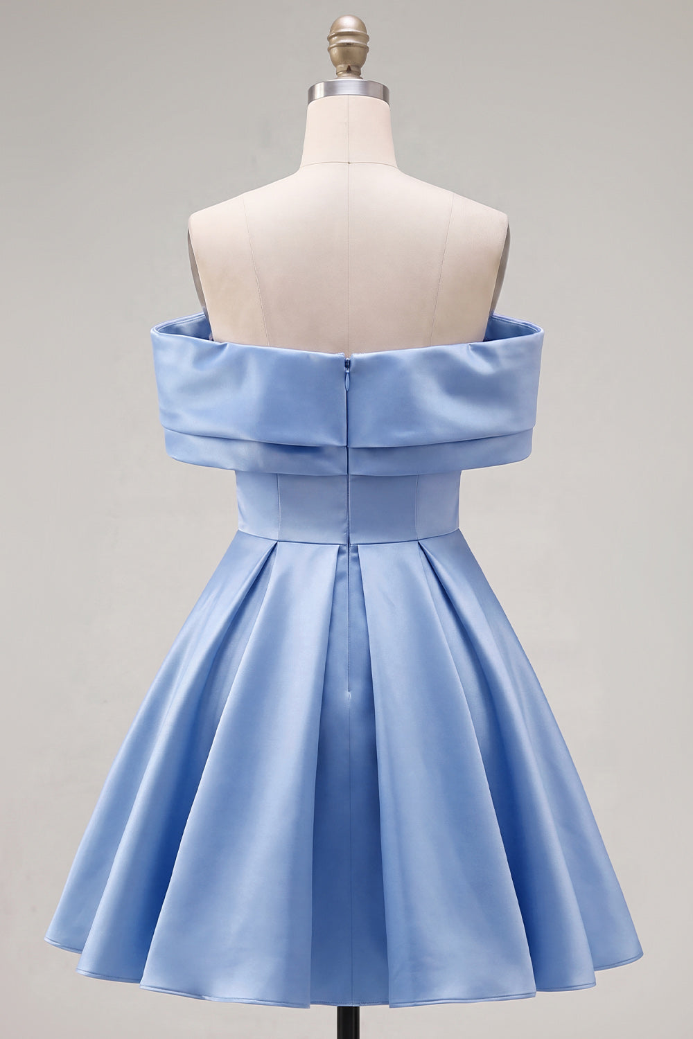 Mint Satin A-Line Off The Shoulder Short 80s Homecoming Dress