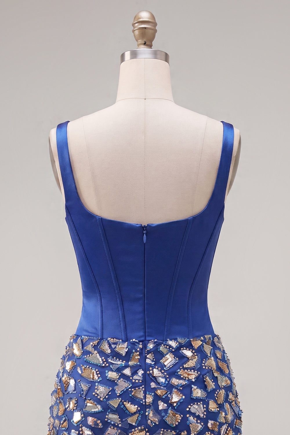 Sparkly Corset Dark Blue Beaded Mirror Tight Short Homecoming Dress