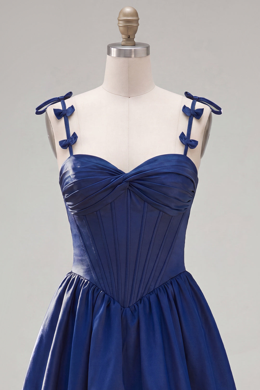 Navy Ruffled A-Line Corset Short Homecoming Dress with Bows