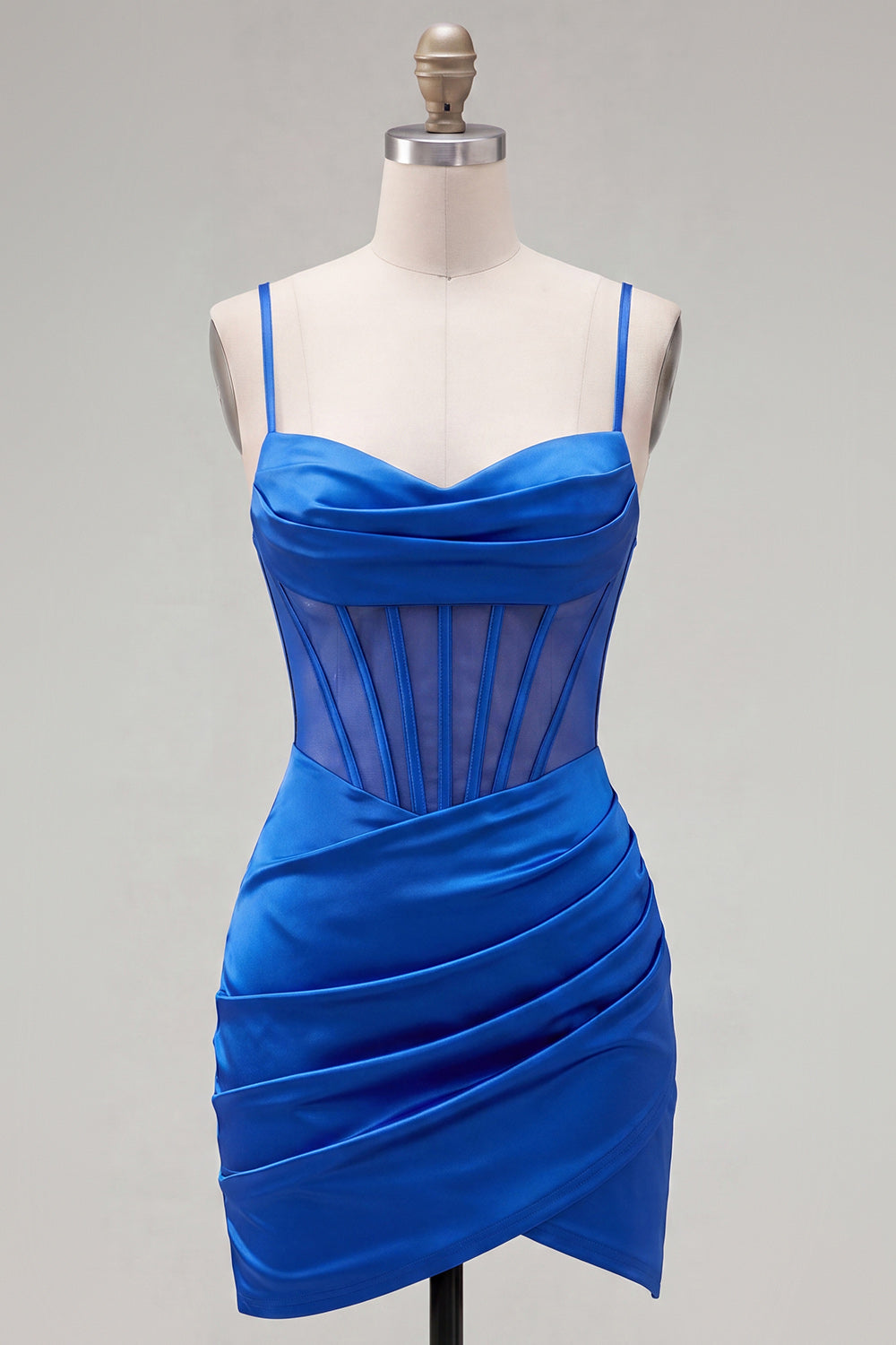 Royal Blue Corset Ruched Tight Short Homecoming Dress