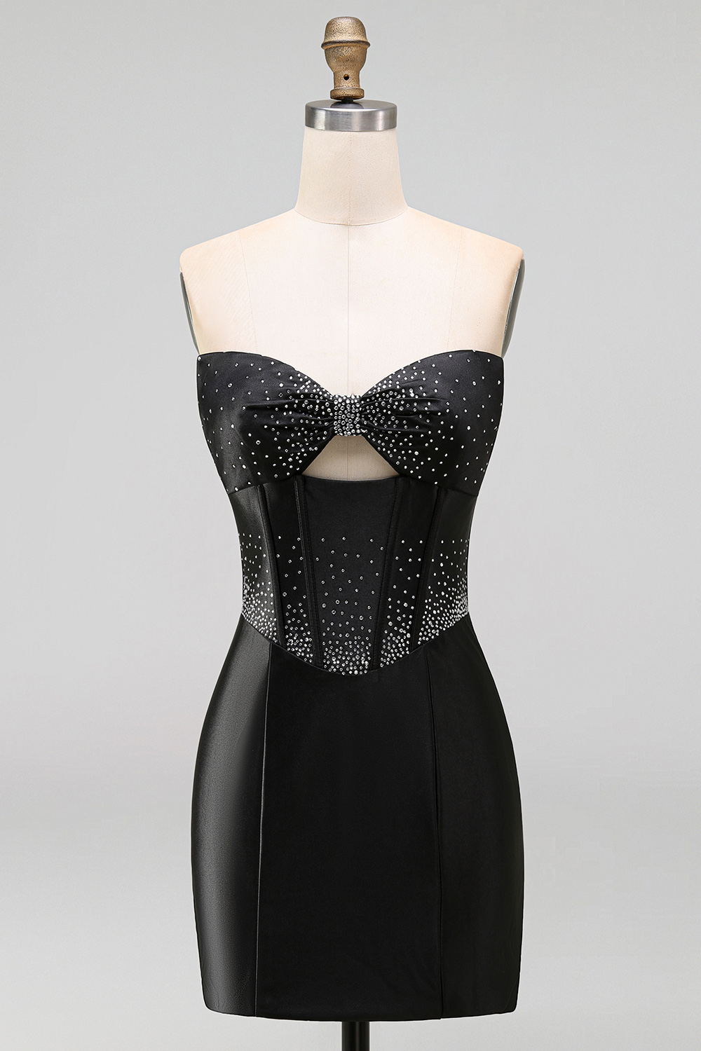 Sparkly Black Corset Beaded Keyhole Tight Short Homecoming Dress