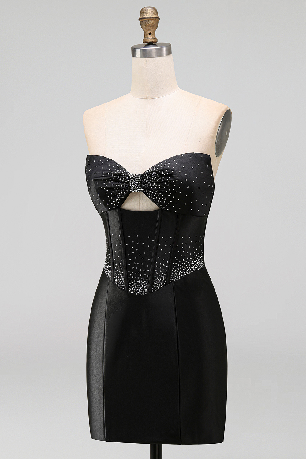 Sparkly Black Corset Beaded Keyhole Tight Short Homecoming Dress