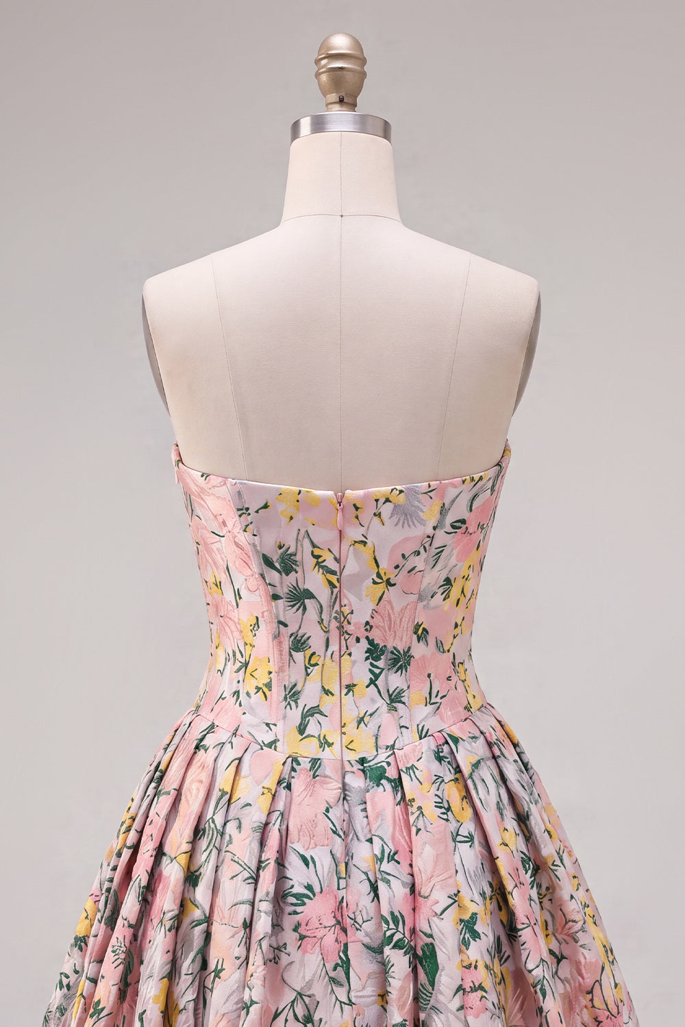 Grey Corset Jacquard A-Line Short Homecoming Dress with Bow