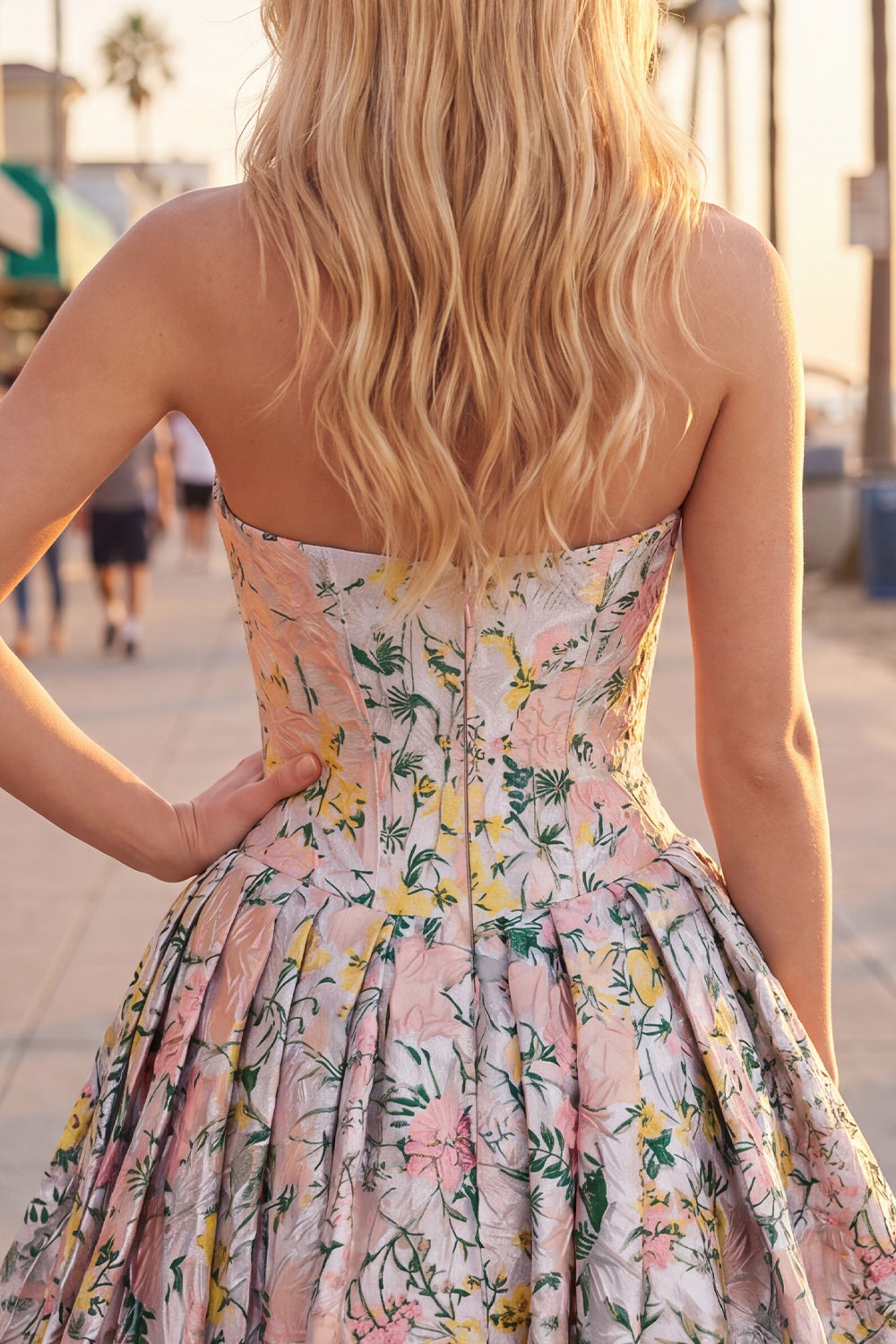 Grey Corset Jacquard A-Line Short Homecoming Dress with Bow