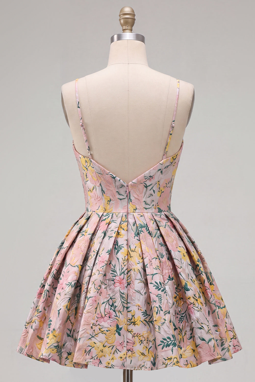 Grey Corset Jacquard Ruched A-Line Short Homecoming Dress