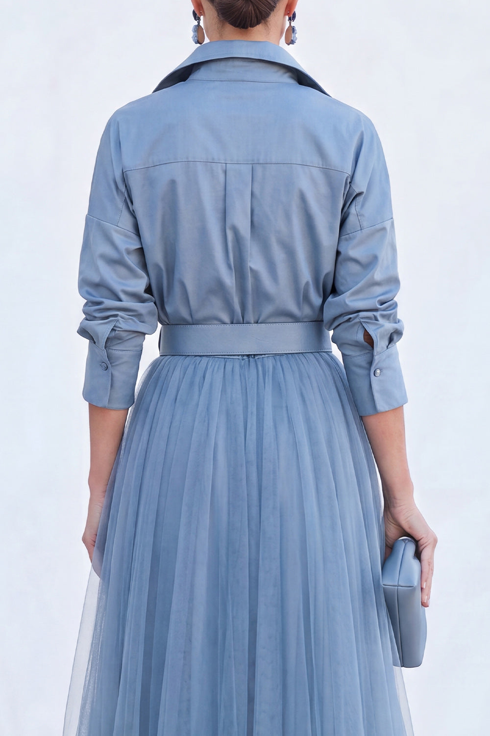 Pink A Line Tulle Long Sleeves Mother of the Bride Dress with Belt