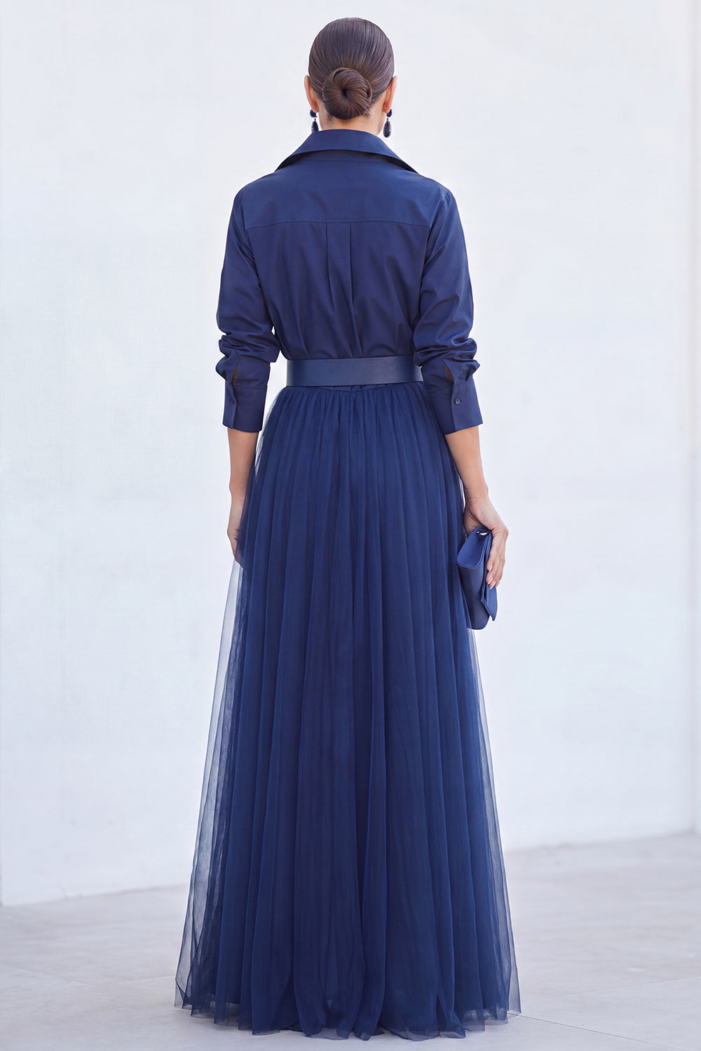 Pink A Line Tulle Long Sleeves Mother of the Bride Dress with Belt
