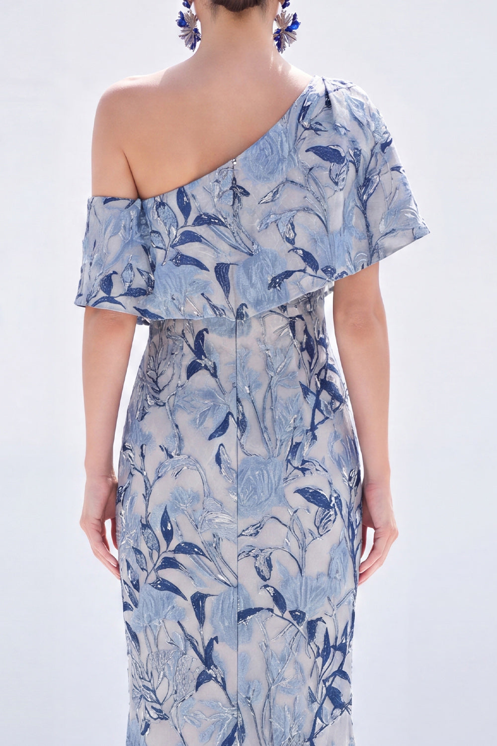 Pink Floral One Shoulder Mermaid Long Mother of the Bride Dress