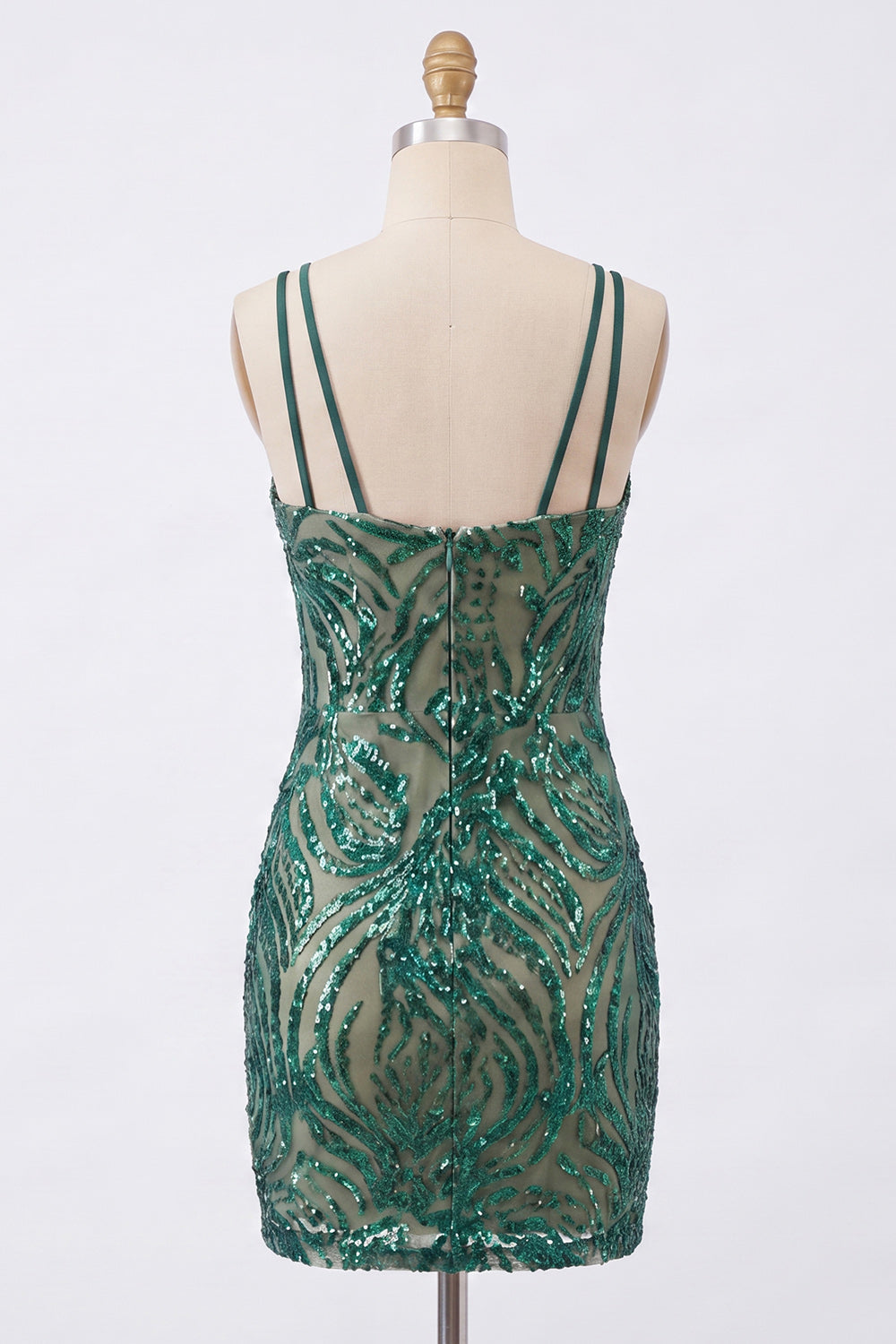 Sparkly Dark Green V-Neck Tight Short Sequin Homecoming Dress