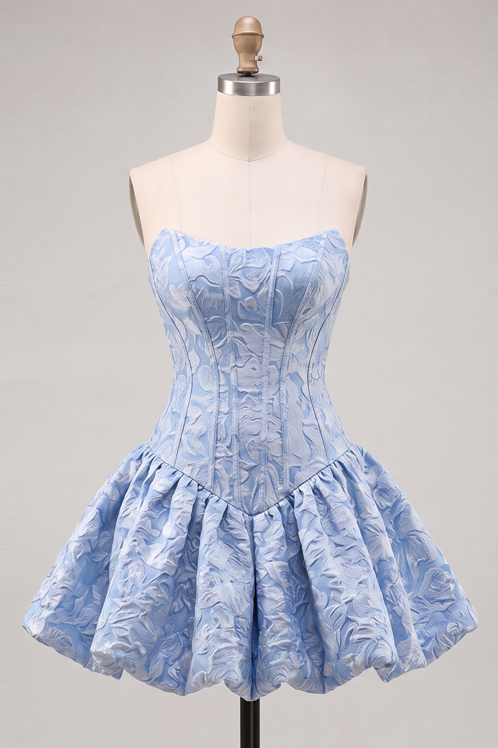 Floral Hot Pink Jacquard A-Line Short Corset Homecoming Dress