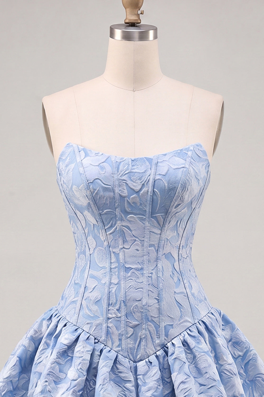 Floral Hot Pink Jacquard A-Line Short Corset Homecoming Dress