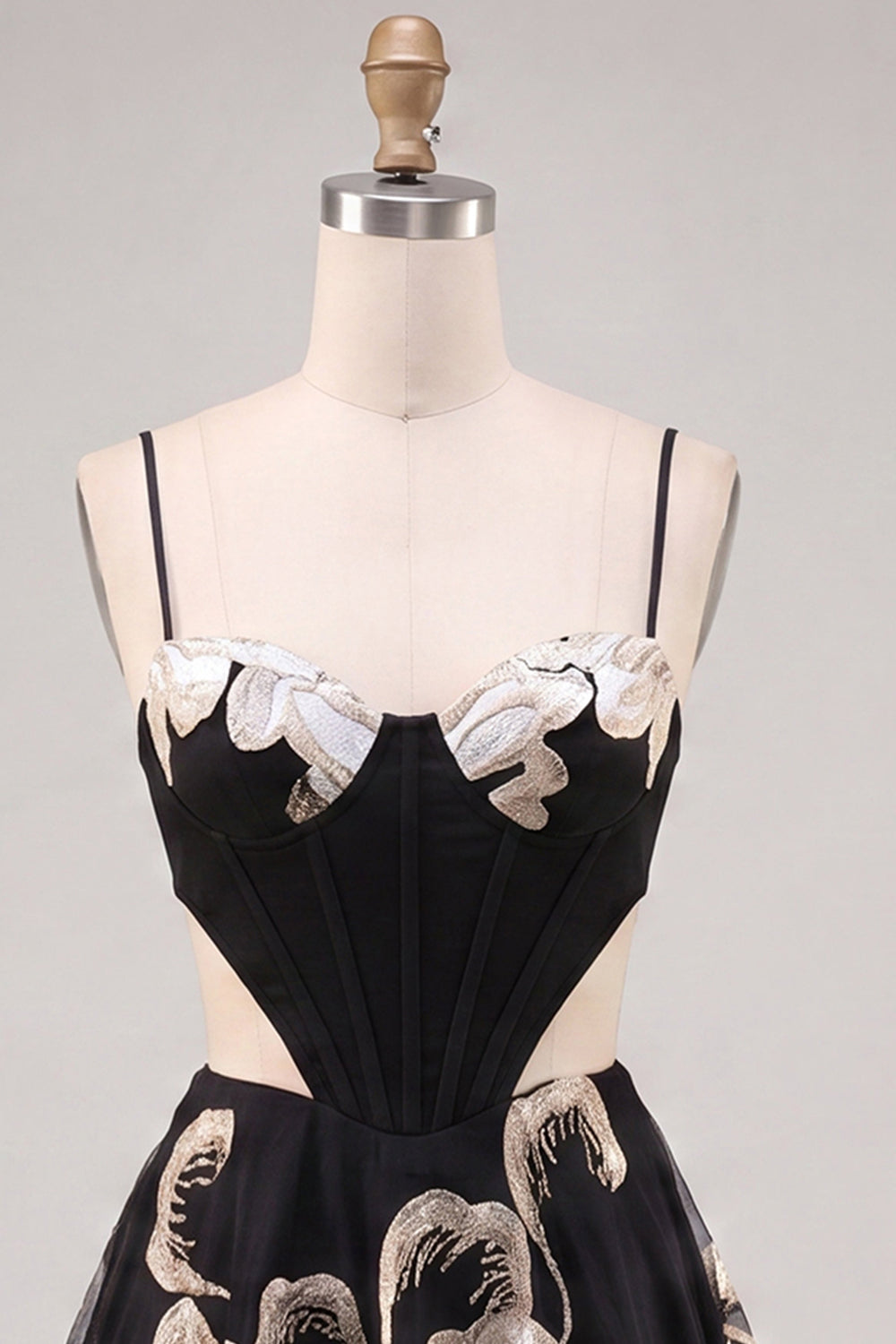 Sparkly Floral Black A-Line Short Corset Homecoming Dress
