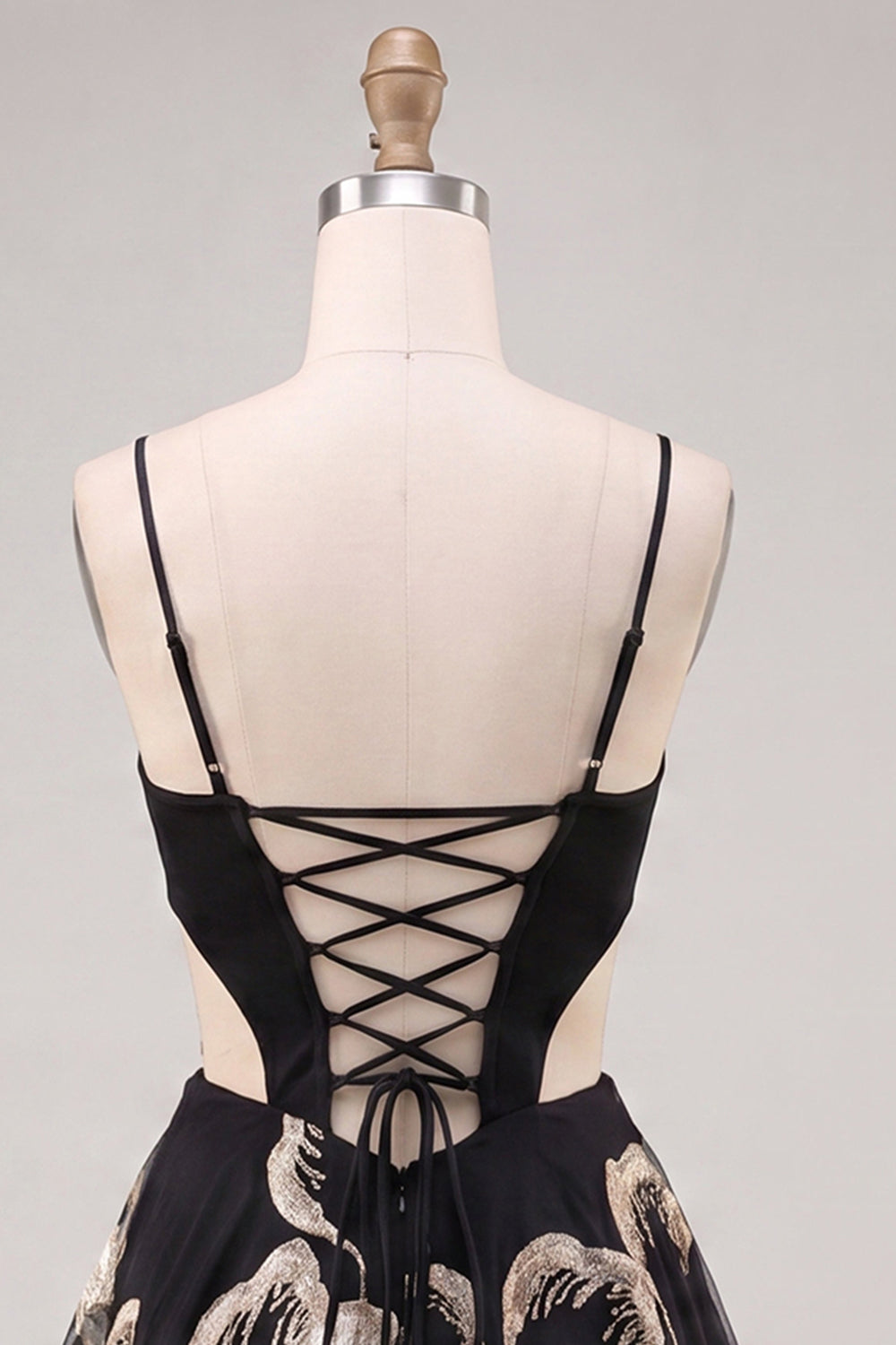 Sparkly Floral Black A-Line Short Corset Homecoming Dress