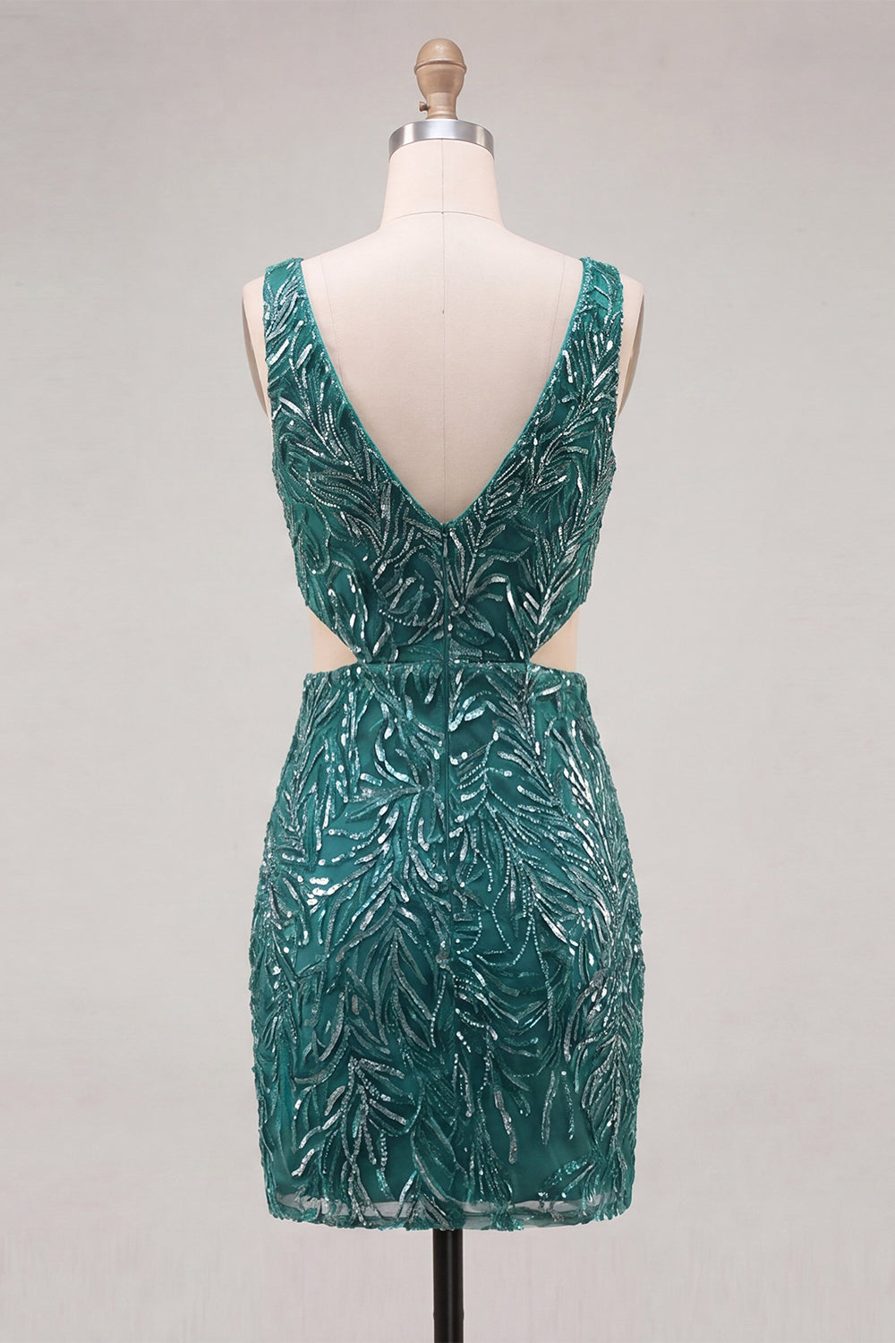 Sparkly Green V-Neck Sequin Tight Short Homecoming Dress
