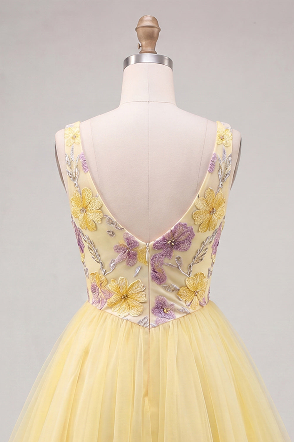 Mint Green Floral A-Line V-Neck Short Homecoming Dress