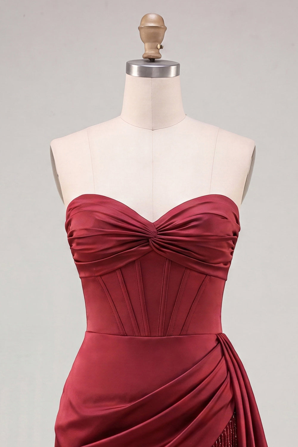 Gold Corset Satin Ruched Short Tight Homecoming Dress with Fringes
