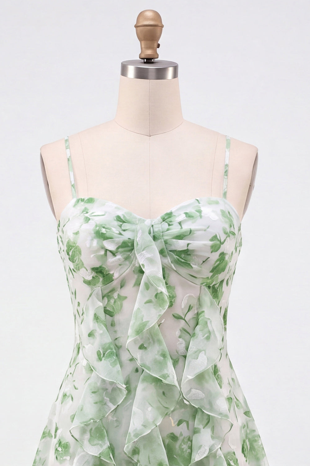Blue Ruffled Floral A-Line Short Homecoming Dress
