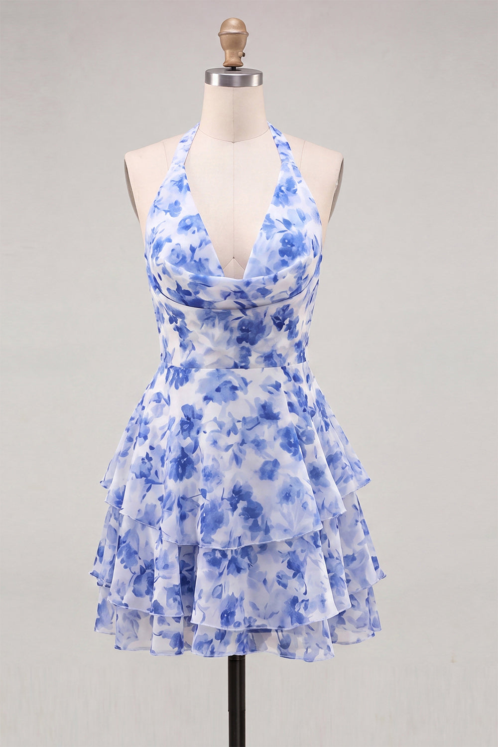 Floral Red Ruffled Tiered A-Line Short Homecoming Dress