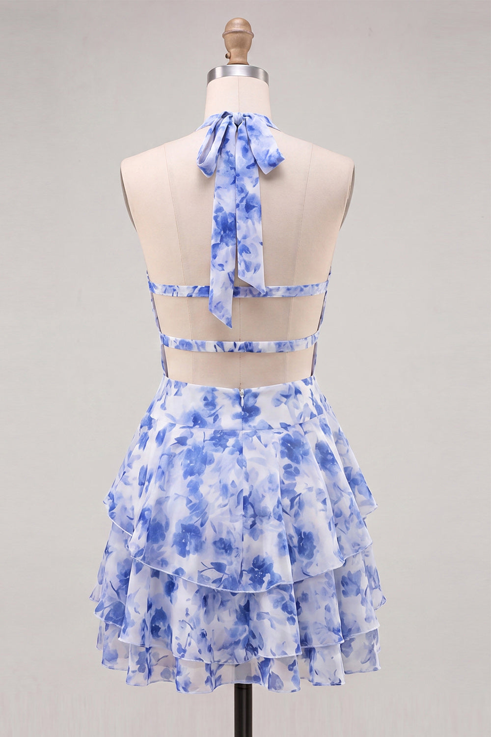 Floral Red Ruffled Tiered A-Line Short Homecoming Dress