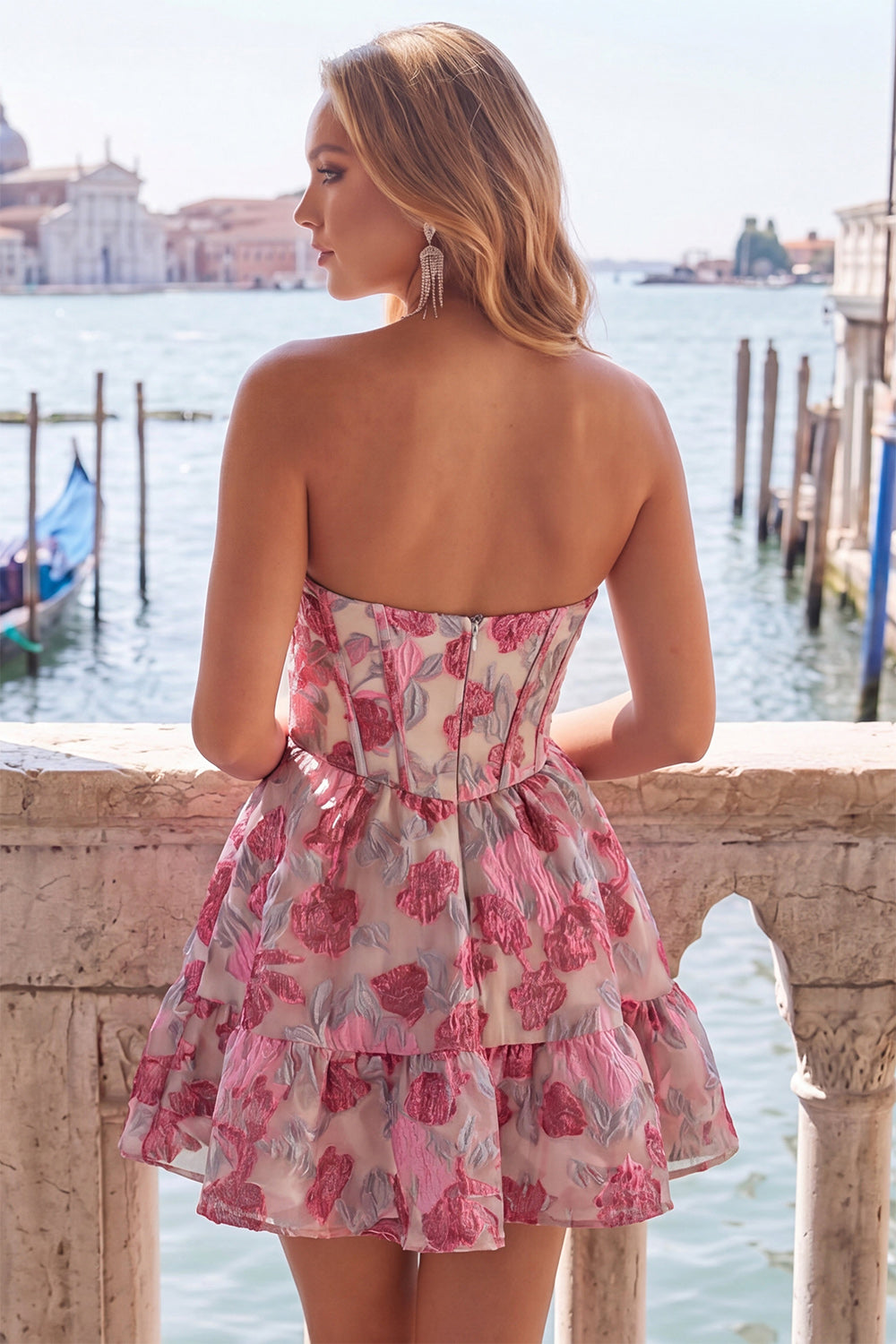 Floral Green Corset A-Line Sweetheart Short Homecoming Dress