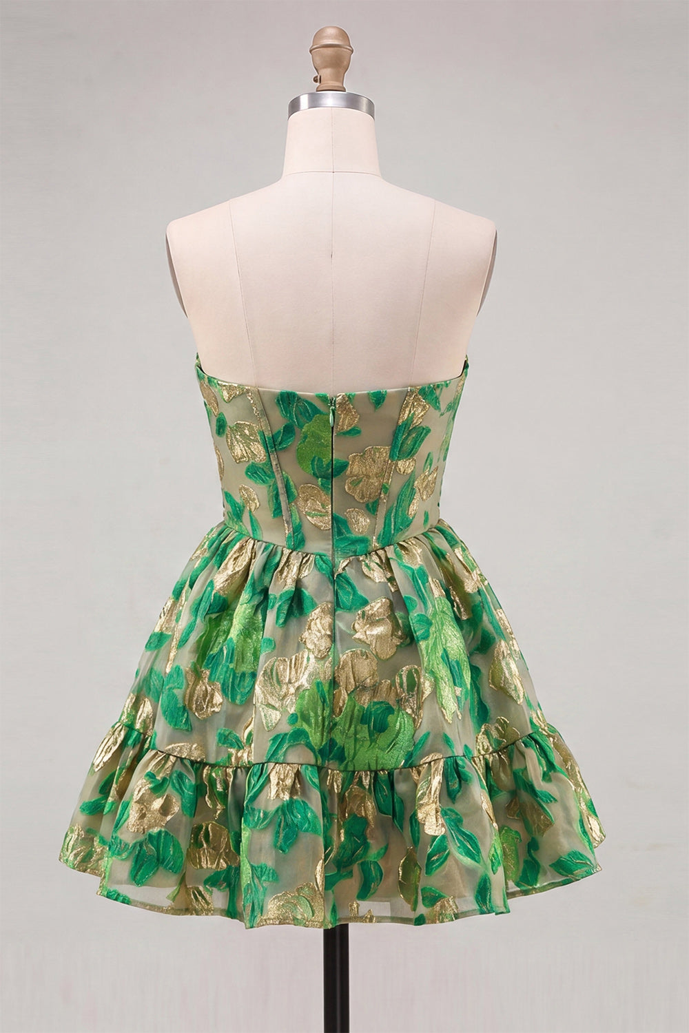 Floral Green Corset A-Line Sweetheart Short Homecoming Dress