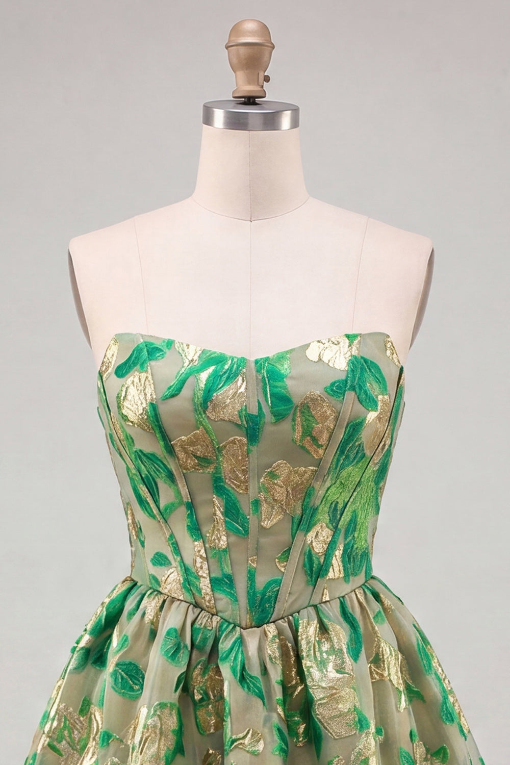 Floral Green Corset A-Line Sweetheart Short Homecoming Dress