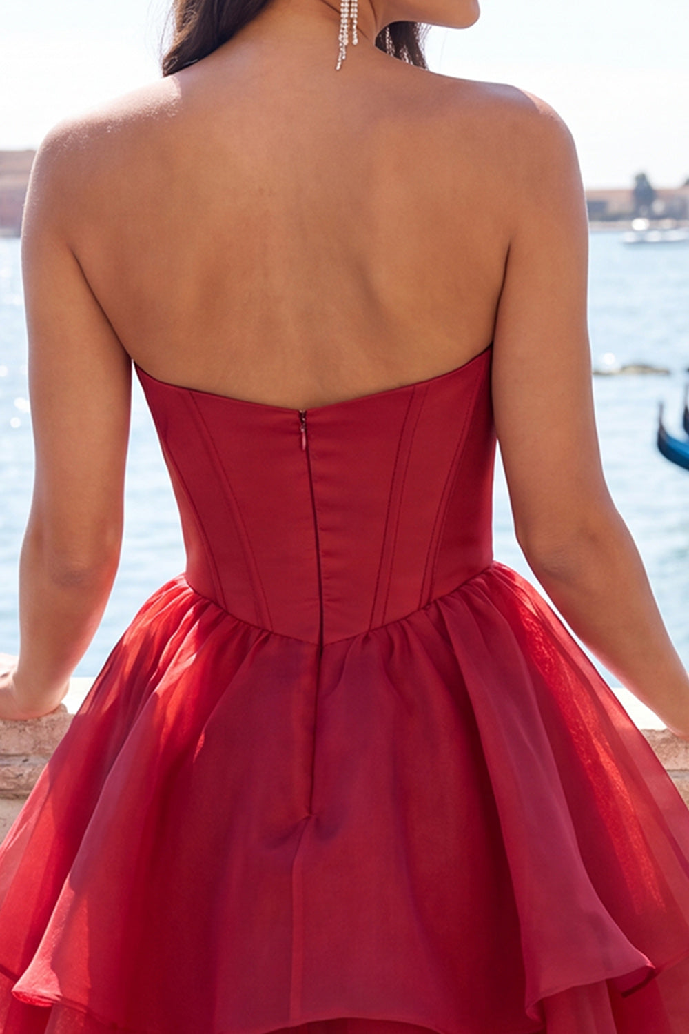 Hot Pink Ruffled Corset Tiered A-Line Short Homecoming Dress