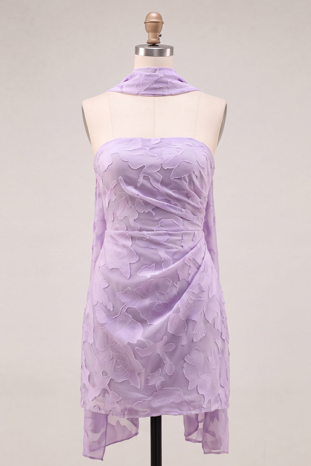 Fuchsia Floral Ruched Tight Short Homecoming Dress