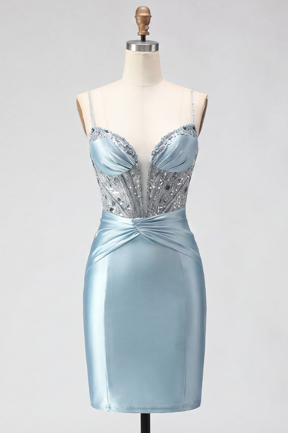 Dark Green Sparkly Satin Corset Sequin Short Homecoming Dress