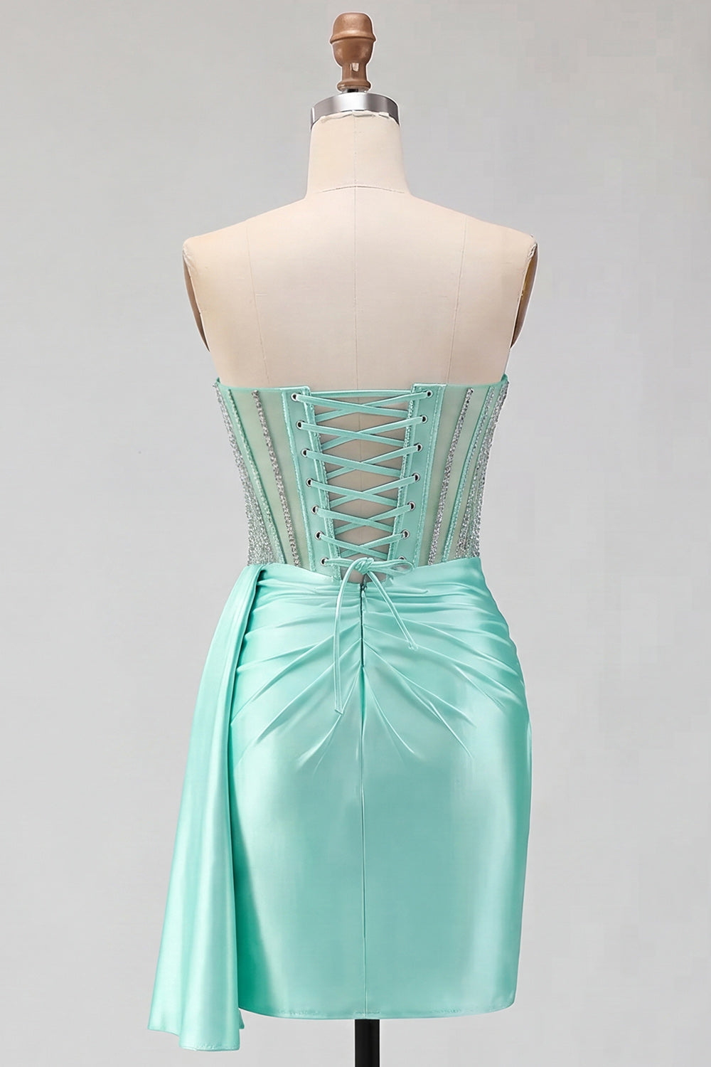 Sparkly Gold Corset Beaded Satin Tight Short Homecoming Dress