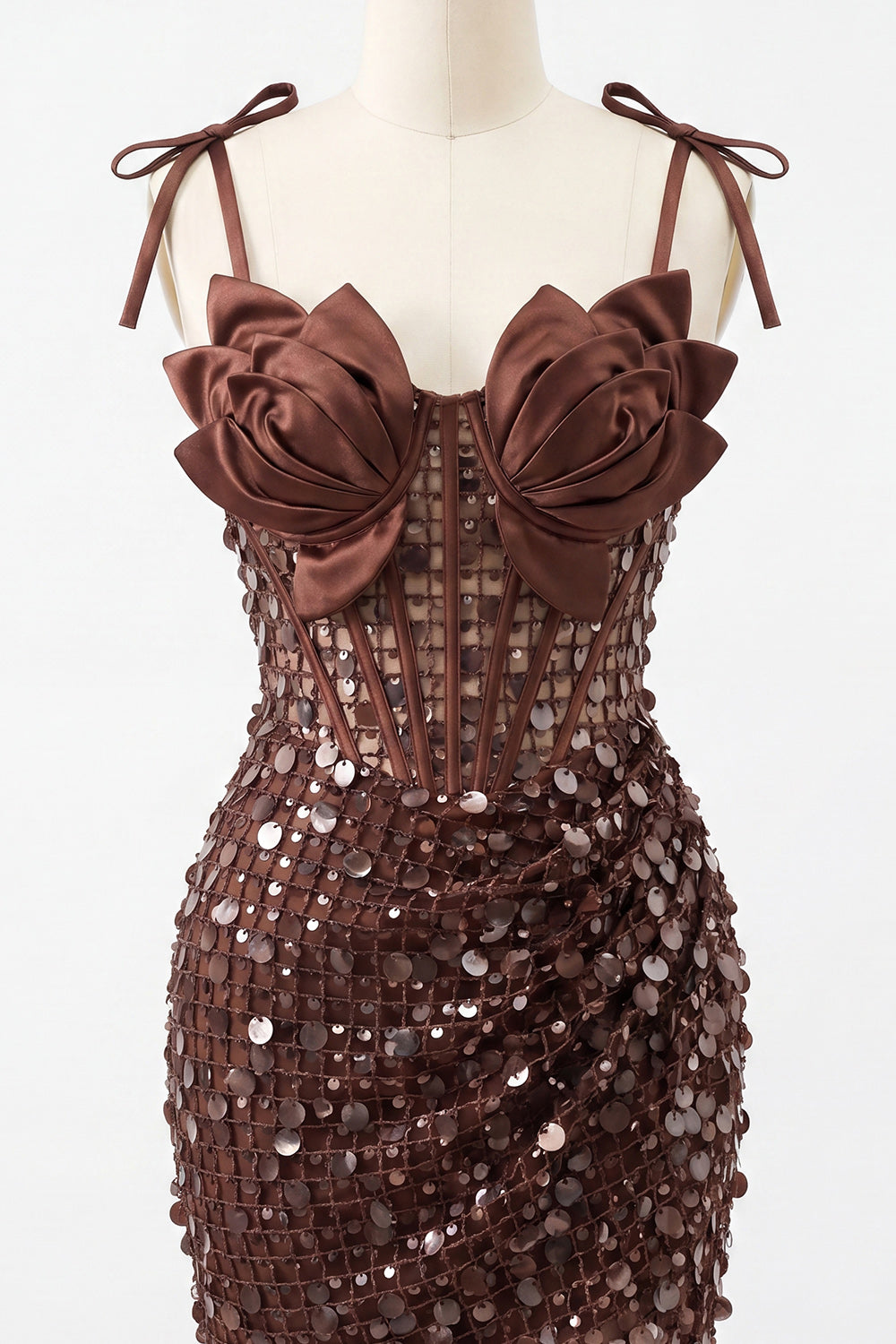 Sparkly Sequin Pink Tight Short Corset Homecoming Dress with Bows