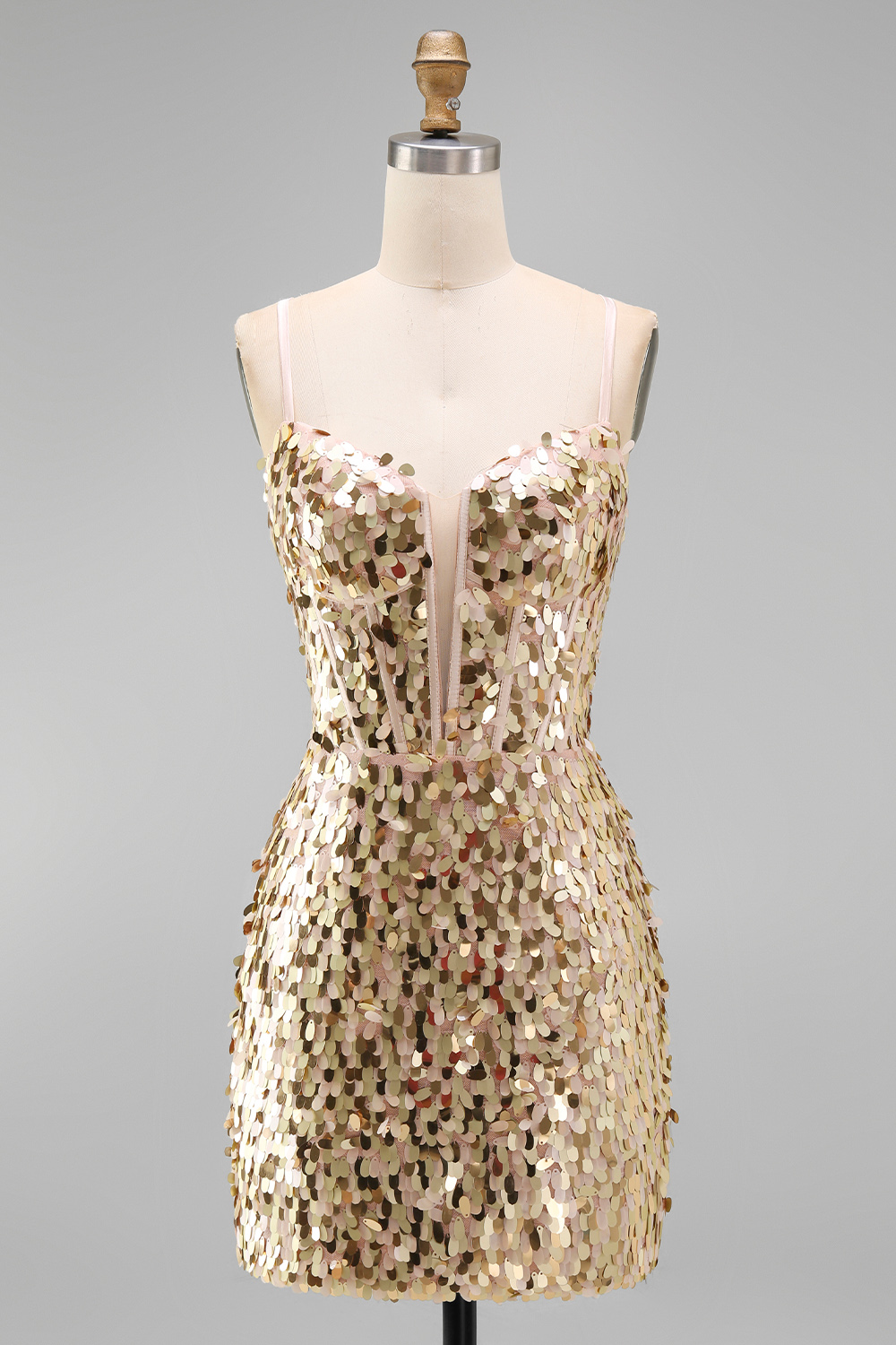 Sparkly Silver Sequin Tight Short Corset Homecoming Dress