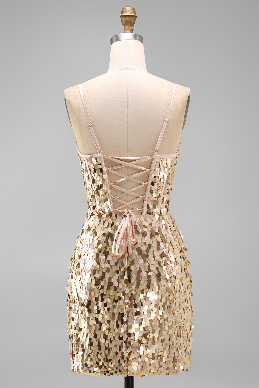 Sparkly Silver Sequin Tight Short Corset Homecoming Dress